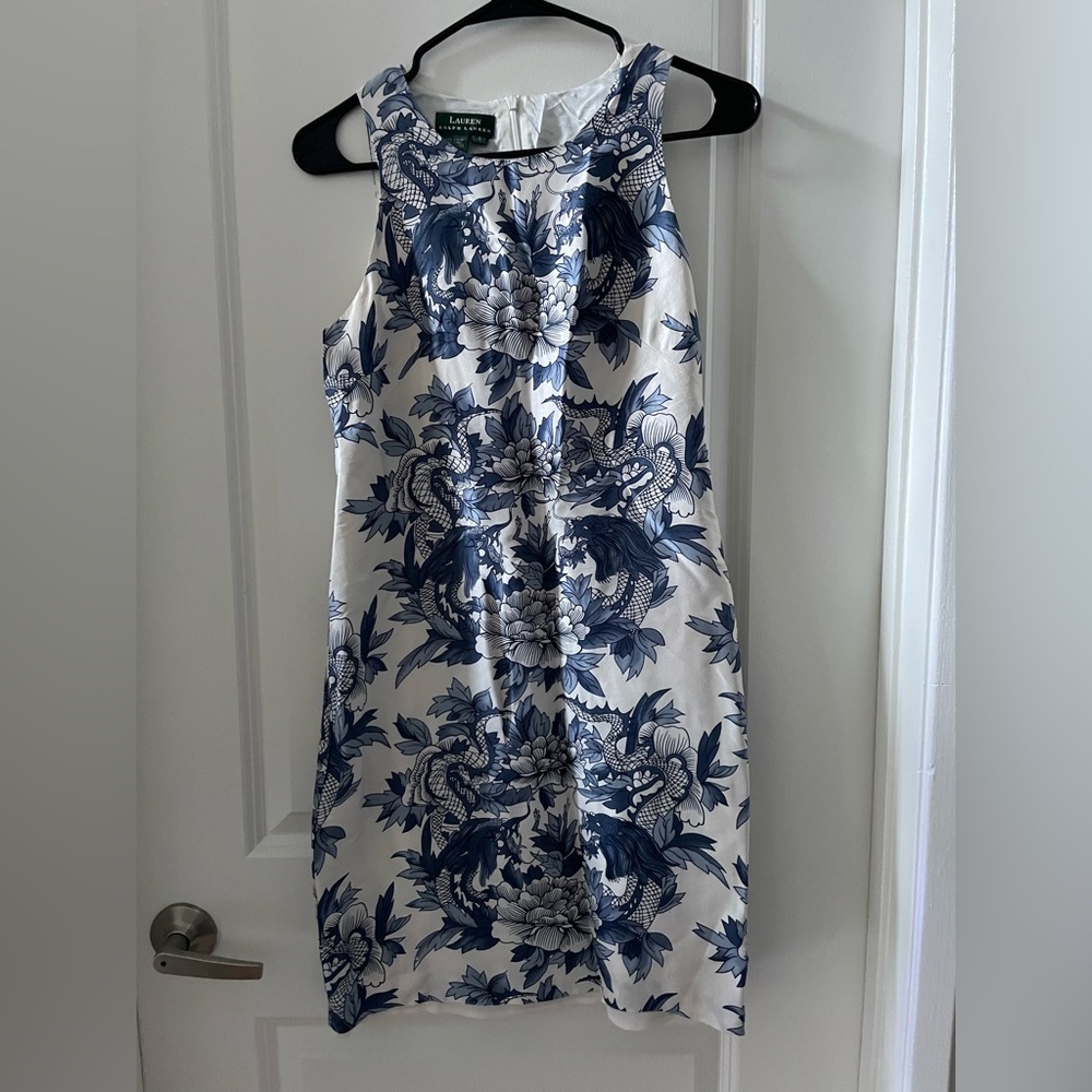 Ralph Lauren Navy and White Patterned Dress